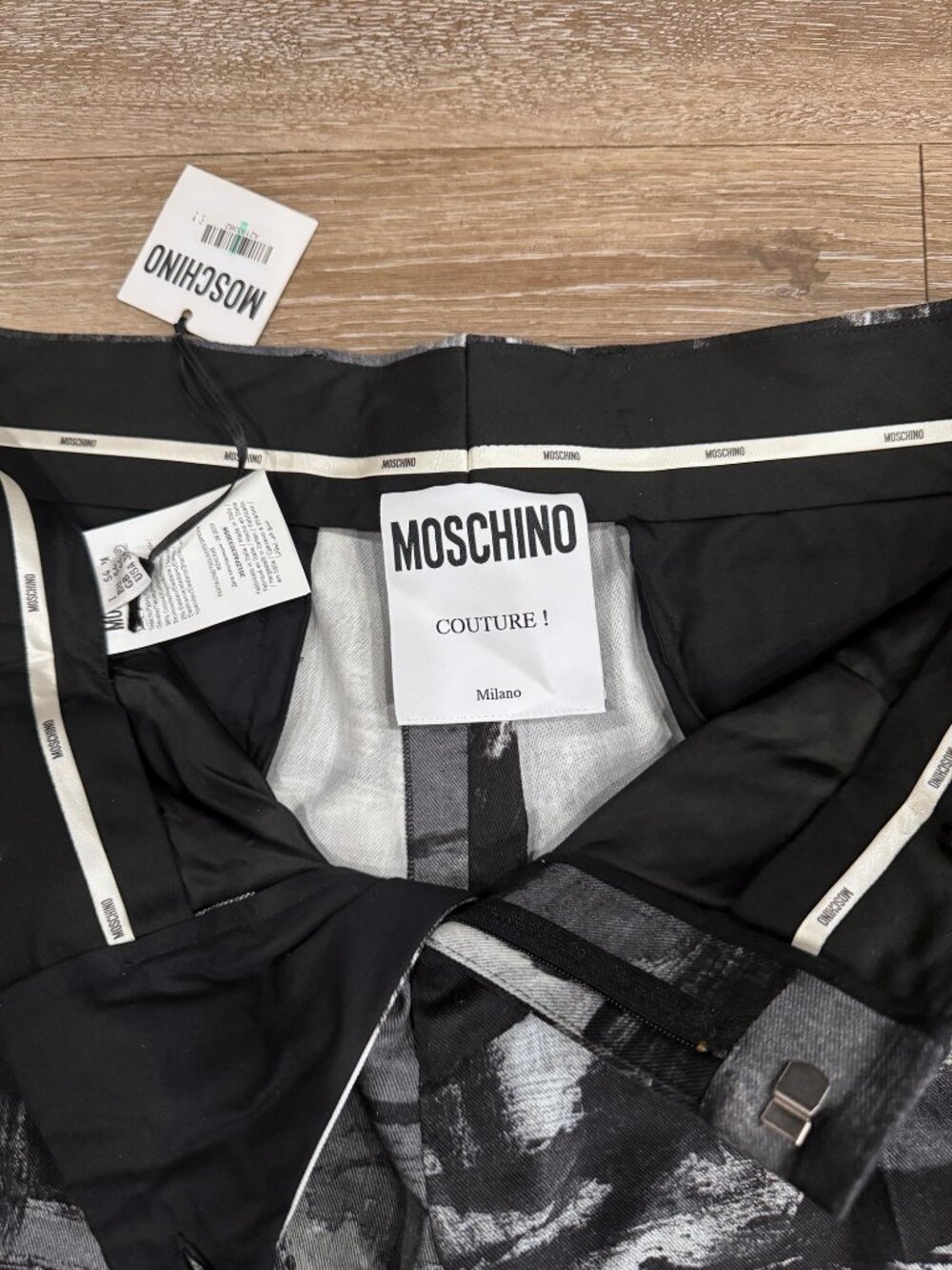 Moschino Couture Abstract Painted Brushstroke Tailored Trousers - size 54 - Picture 3 of 5